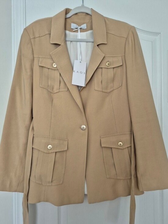 Kaos Jackets & Blazers - Kaos Tan Utility-Style Blazer Jacket